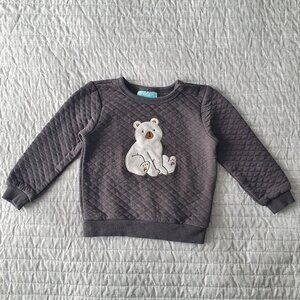 💙5/$20💙 Pekkle Boy's Quilted Grey Sweatshirt Size 24 Months Bear